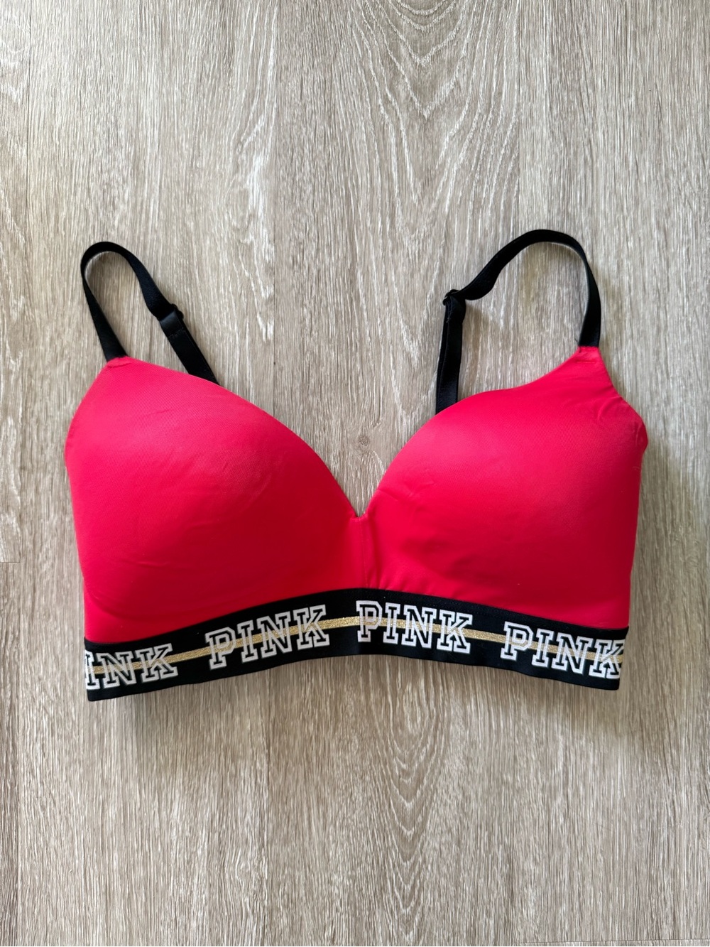 PINK Victoria’s Secret Red Wireless Bra Logo Band Size M